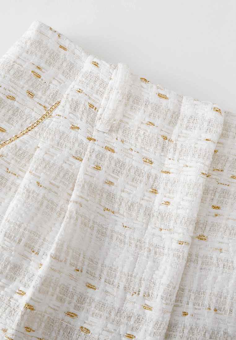 Striped Lurex-detail Straight-leg Trousers