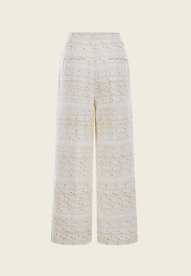 Striped Lurex-detail Straight-leg Trousers