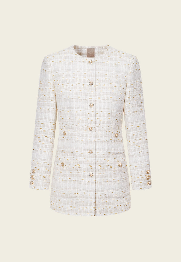 Stripped Golden-lurex Mixed-tweed Jacket