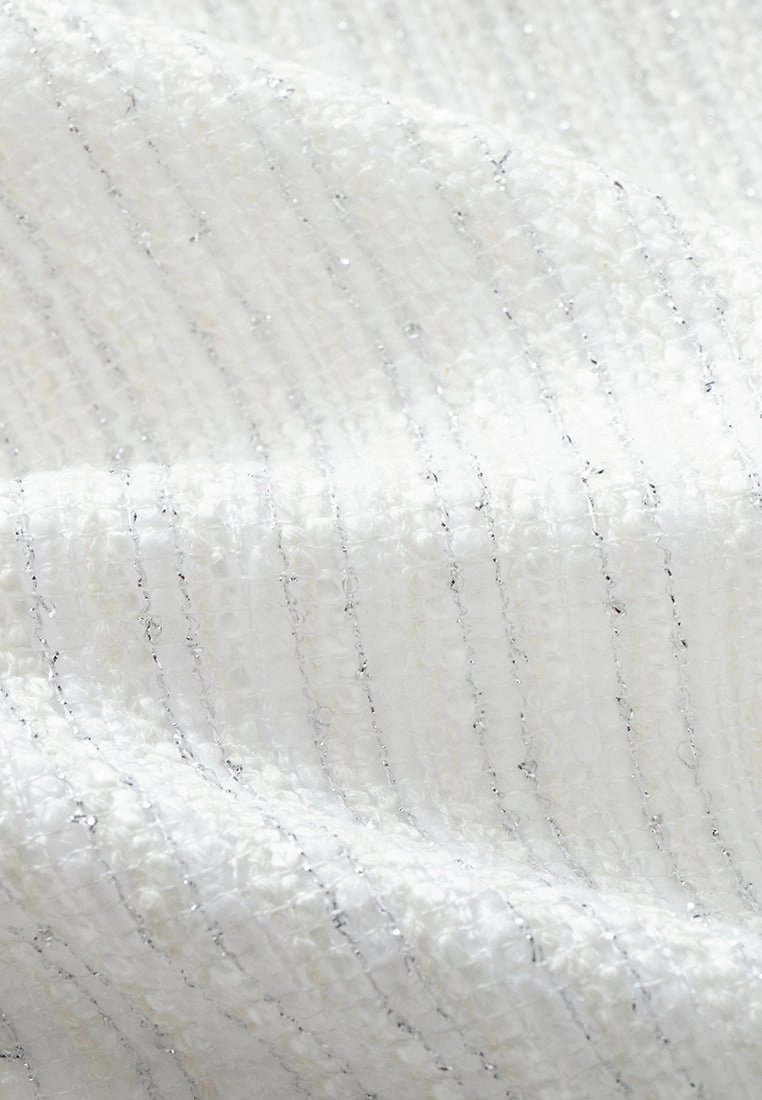 Stripped Lurex Slit-detail Wide-leg Pants