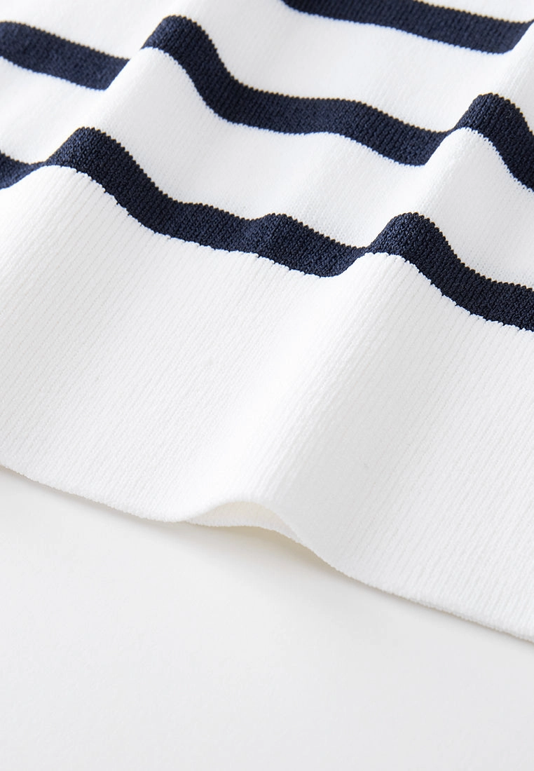 Stripped Shoulder-button Sleeveless Top