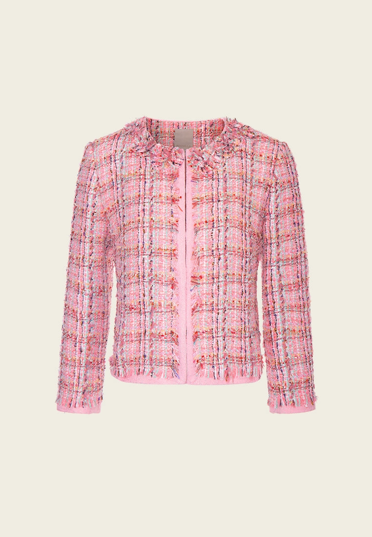 Structured Frayed-detail Checked Jacket