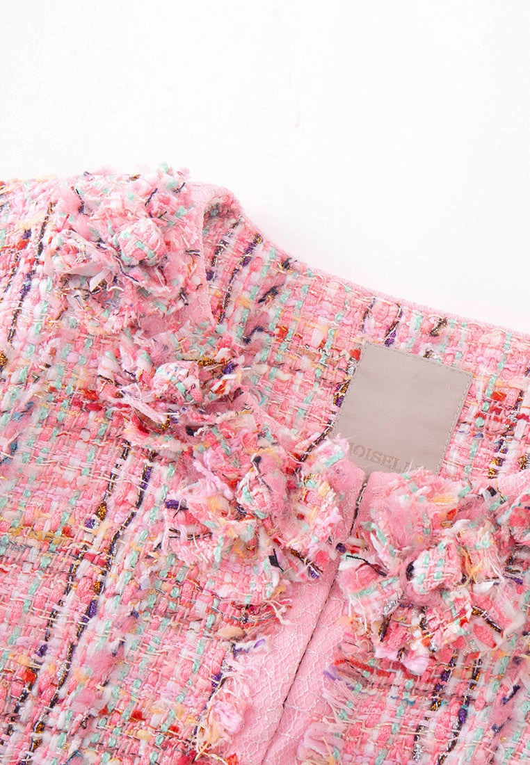 Structured Frayed-detail Checked Jacket