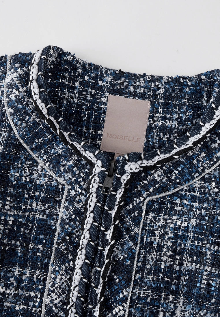 Structured Patchwork Checked Patch-pocket Vest
