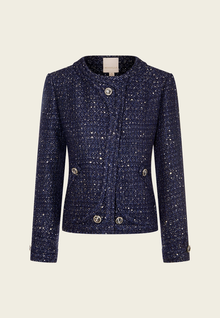 Structured Sequin-detail Lurex Jacket