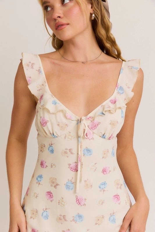 Summer Petal Ruffle Mini Dress