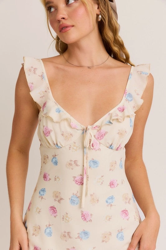 Summer Petal Ruffle Mini Dress