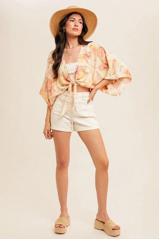 Sunkissed Tropic Front Tie Wrap Top