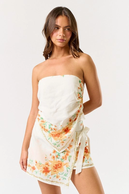 Sunlit Oasis Floral Scarf Top