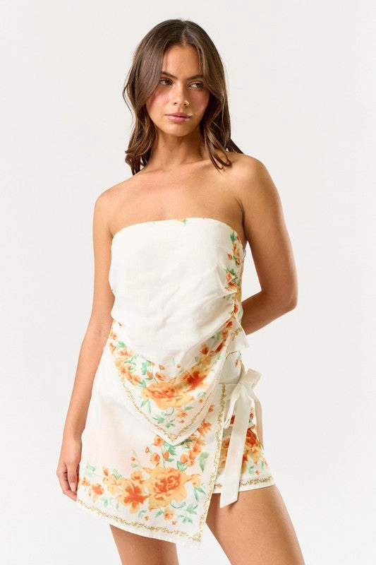Sunlit Oasis Floral Scarf Top