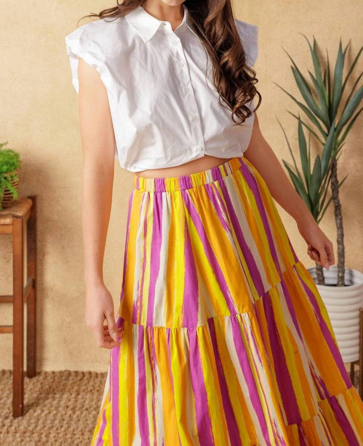 Sunset Summer Maxi Skirt In Magenta Multi