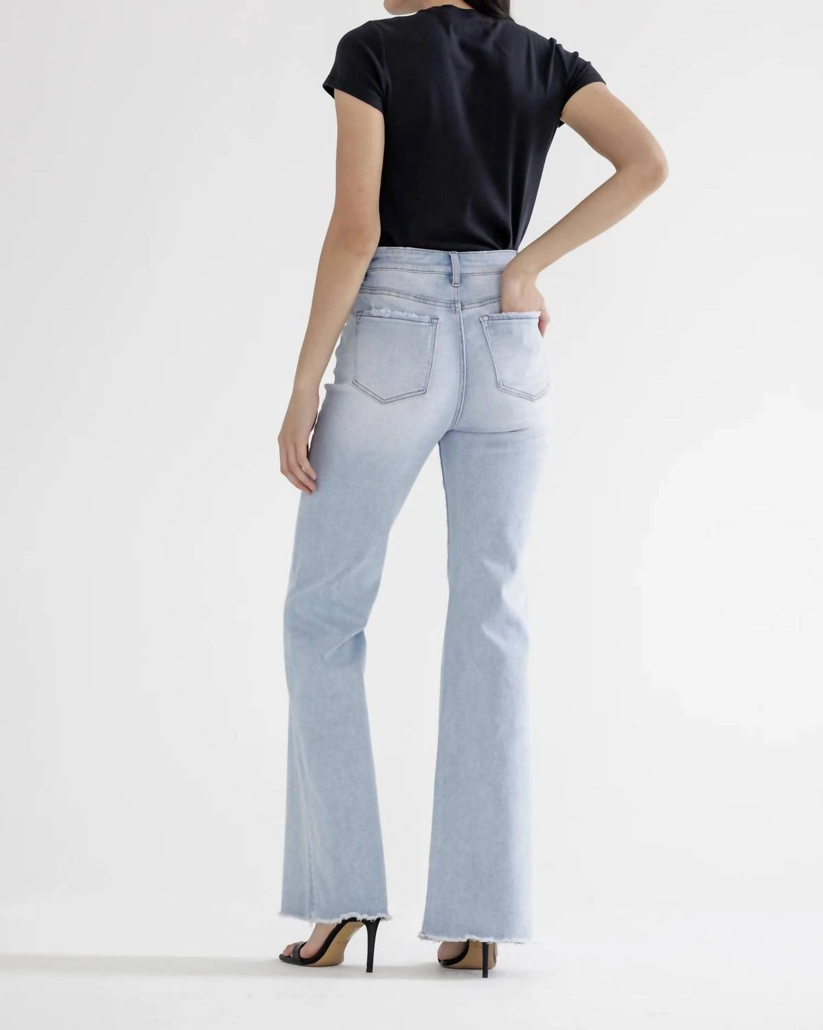 Super High Rise Vintage Flare Jeans In Stone Wash Blue
