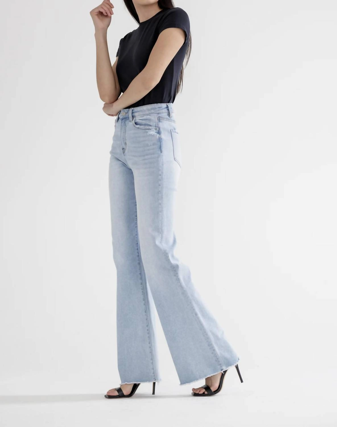 Super High Rise Vintage Flare Jeans In Stone Wash Blue