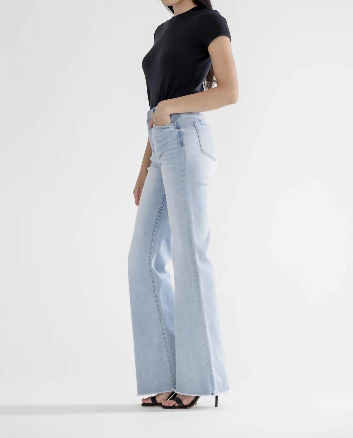 Super High Rise Vintage Flare Jeans In Stone Wash Blue