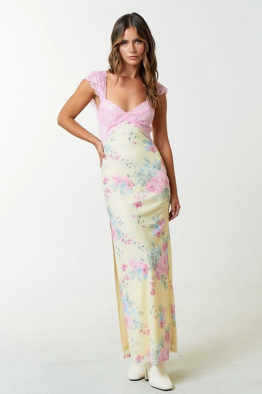 Sweet Tea Mesh Floral Maxi Dress