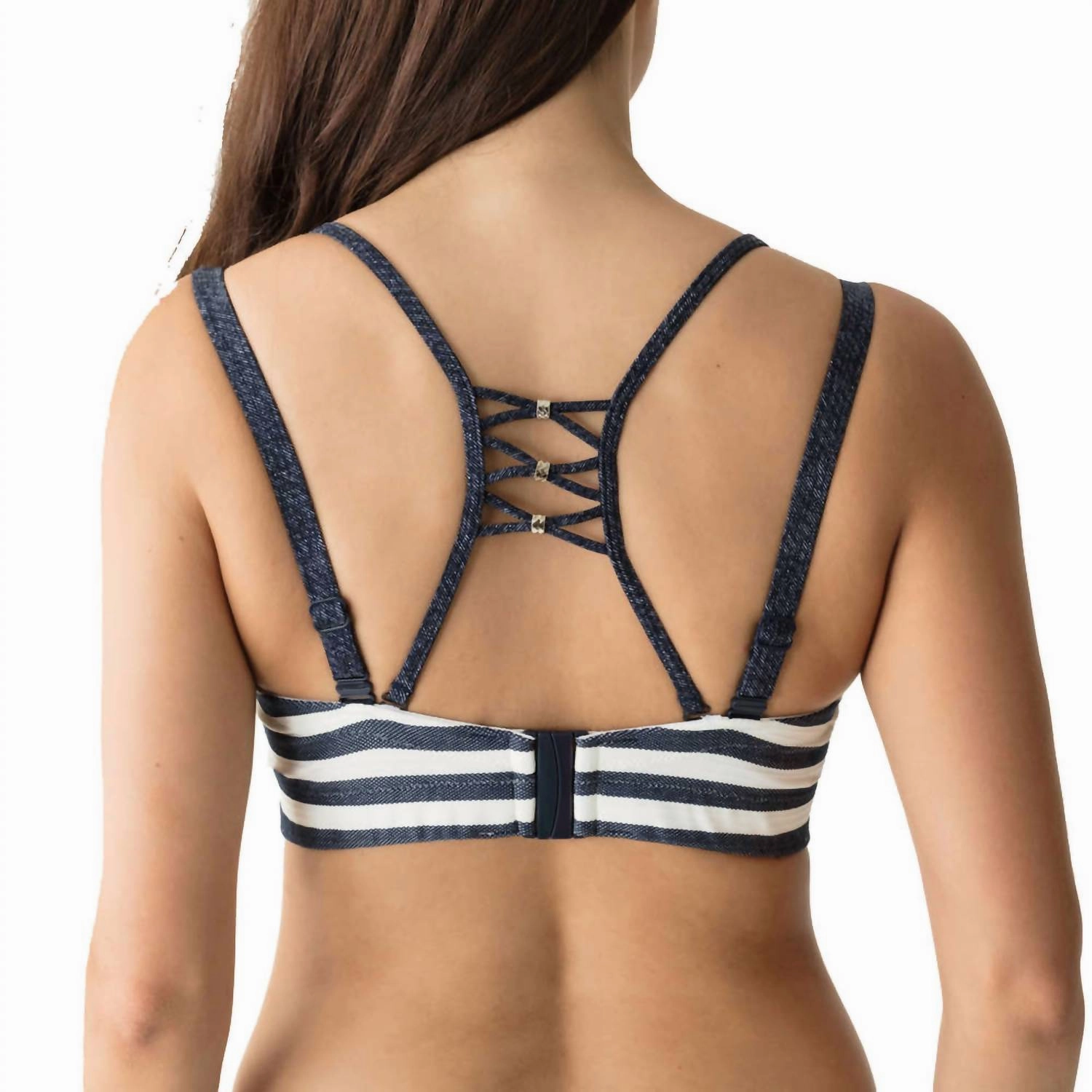 Swim California Padded Srapless Bra In Blue Legend