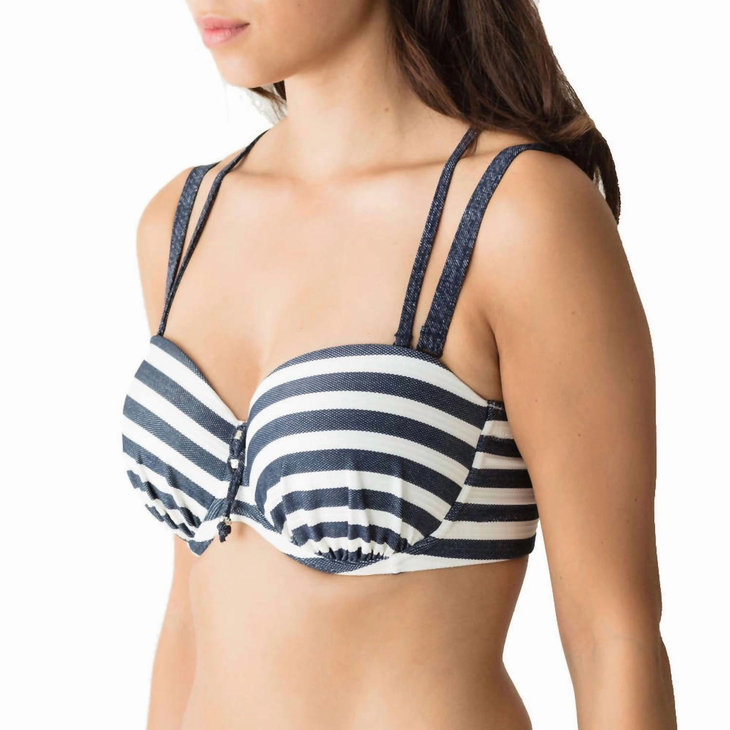Swim California Padded Srapless Bra In Blue Legend
