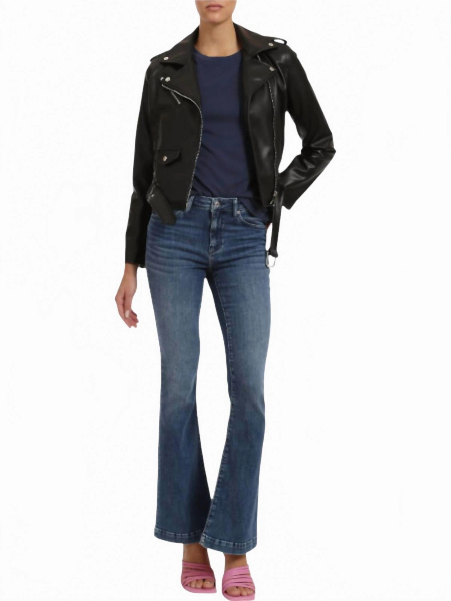 Sydney Flare Jeans In Mid Brushed Feather Blue