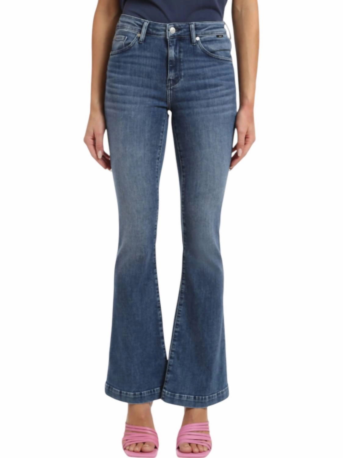 Sydney Flare Jeans In Mid Brushed Feather Blue