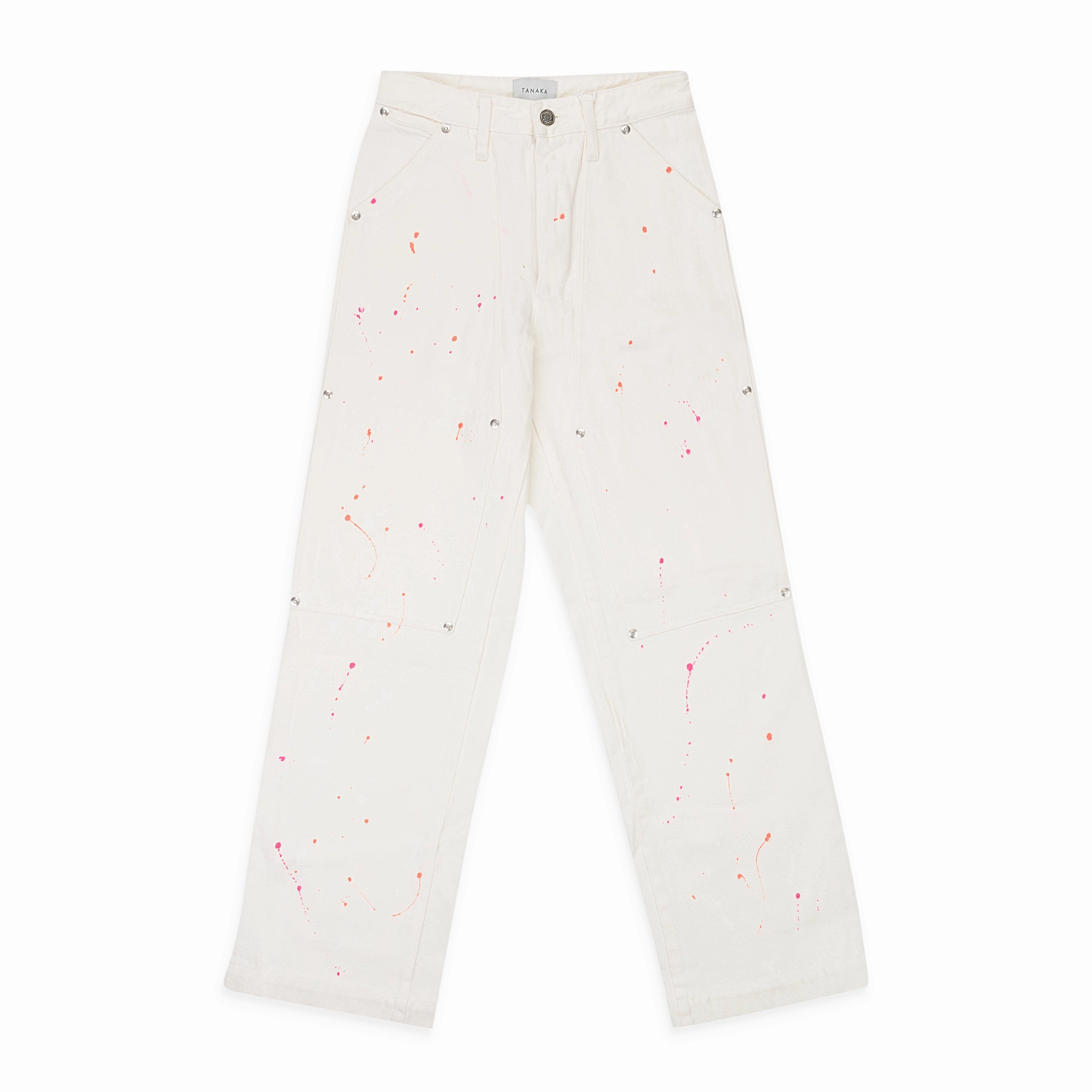 TANAKA WORK WHITE STRAIGHT JEANS