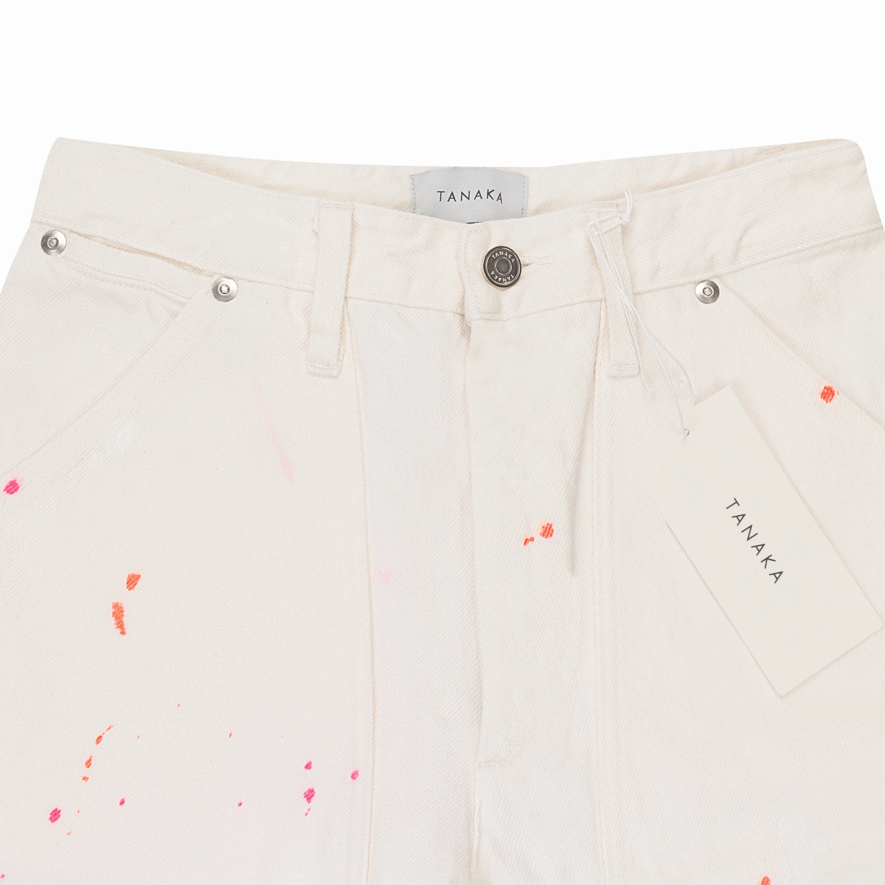 TANAKA WORK WHITE STRAIGHT JEANS