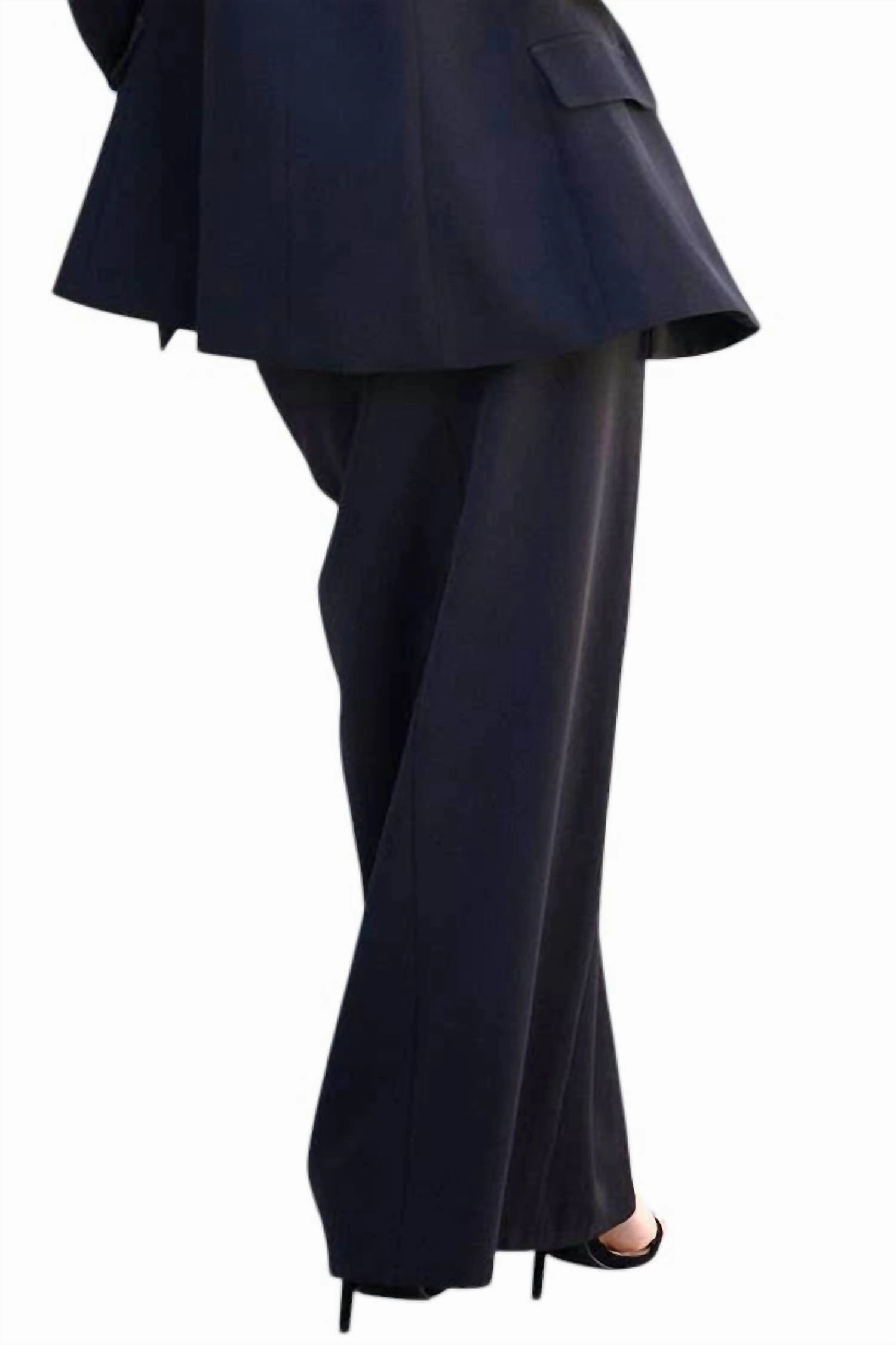 Tatiana Skirt With Denim Accents & High Slit In Black