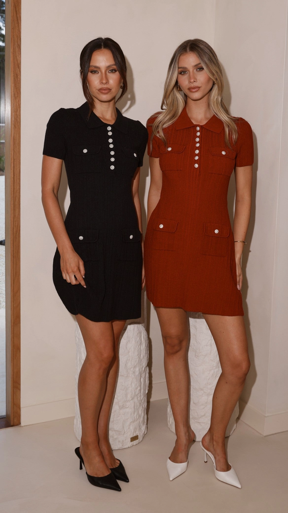 Taylah Collared Mini Dress - Black