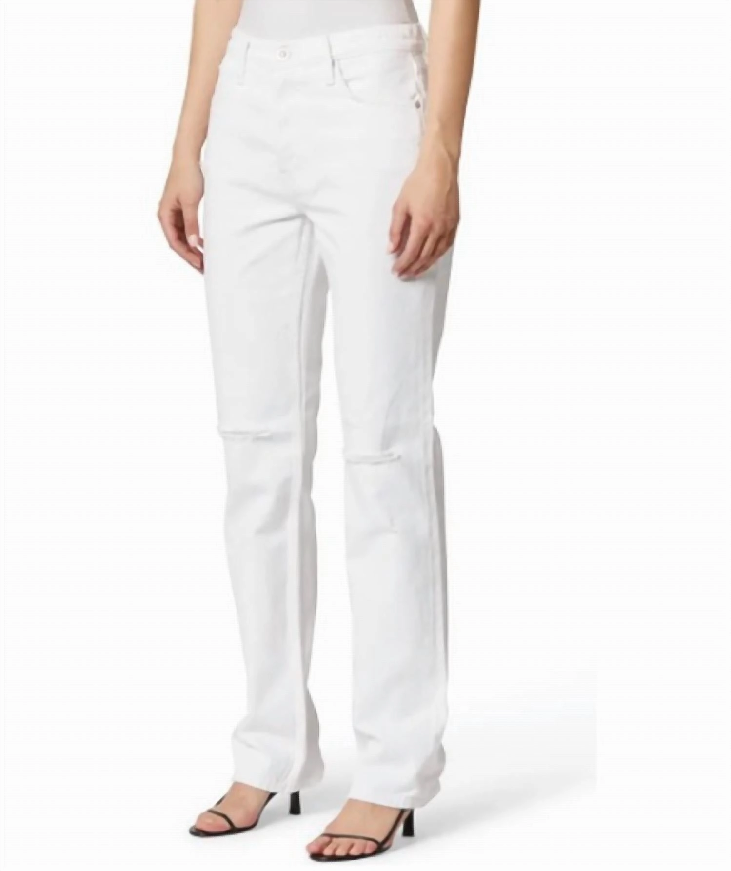 Thalia 90's Loose Fit Ankle With Rolled Hem Jean In White