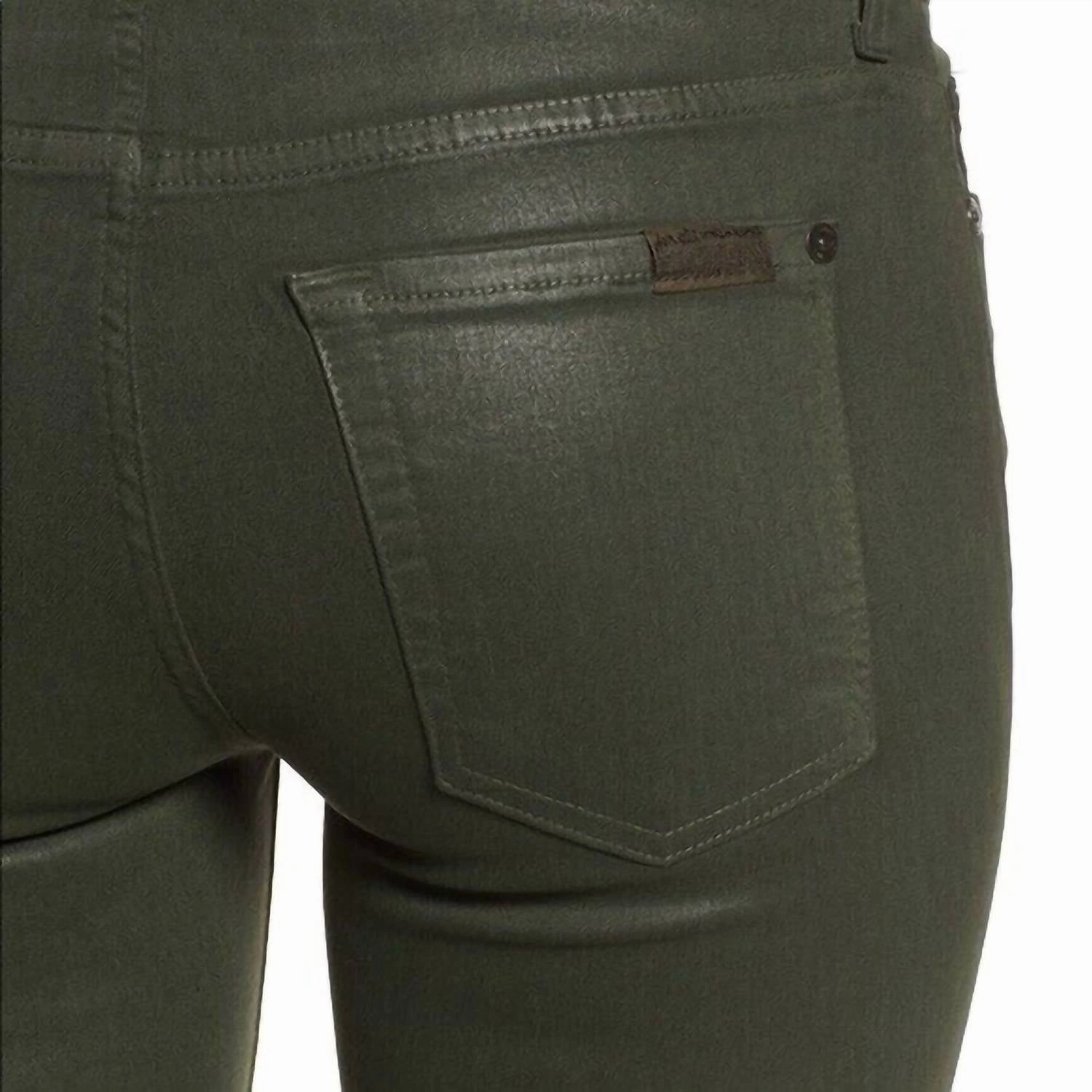 The Skinny Ankle Coated Shiny Mid Rise Jean In Green