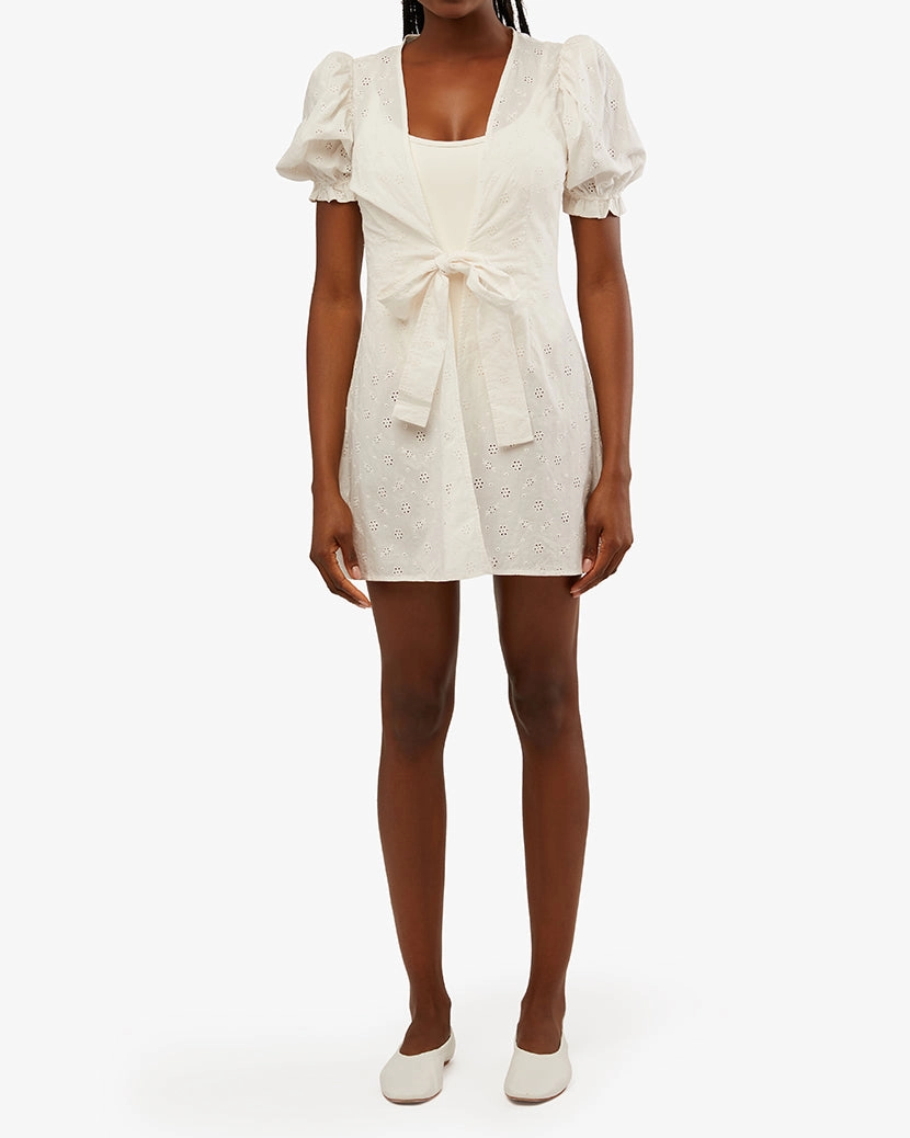 Tie Front Eyelet Mini Dress