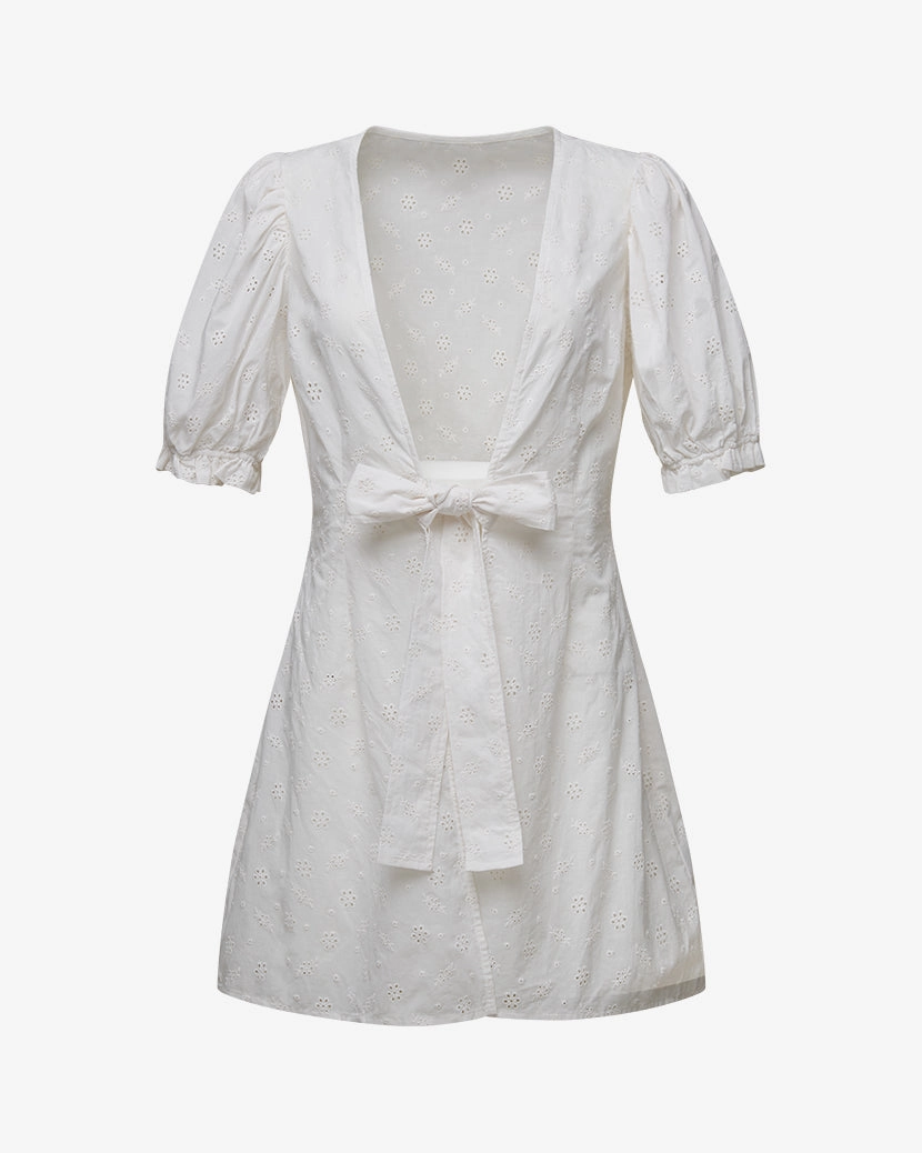 Tie Front Eyelet Mini Dress