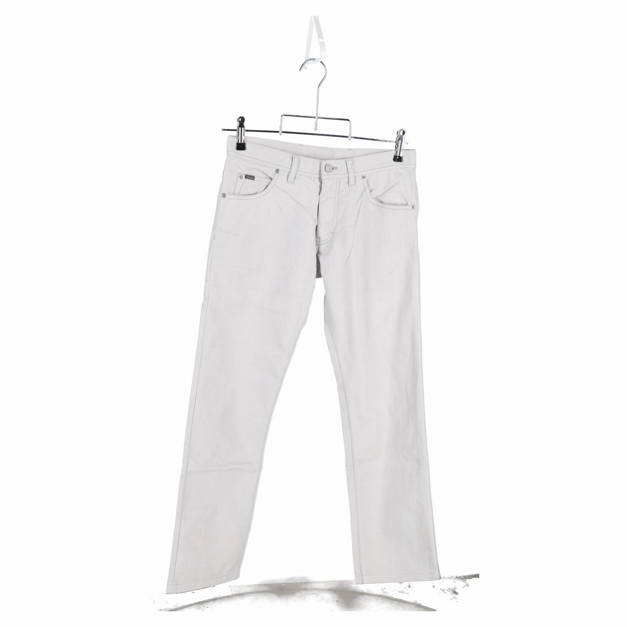 Tom Ford Mid-Waist Straight-Leg Jeans in White Cotton Denim