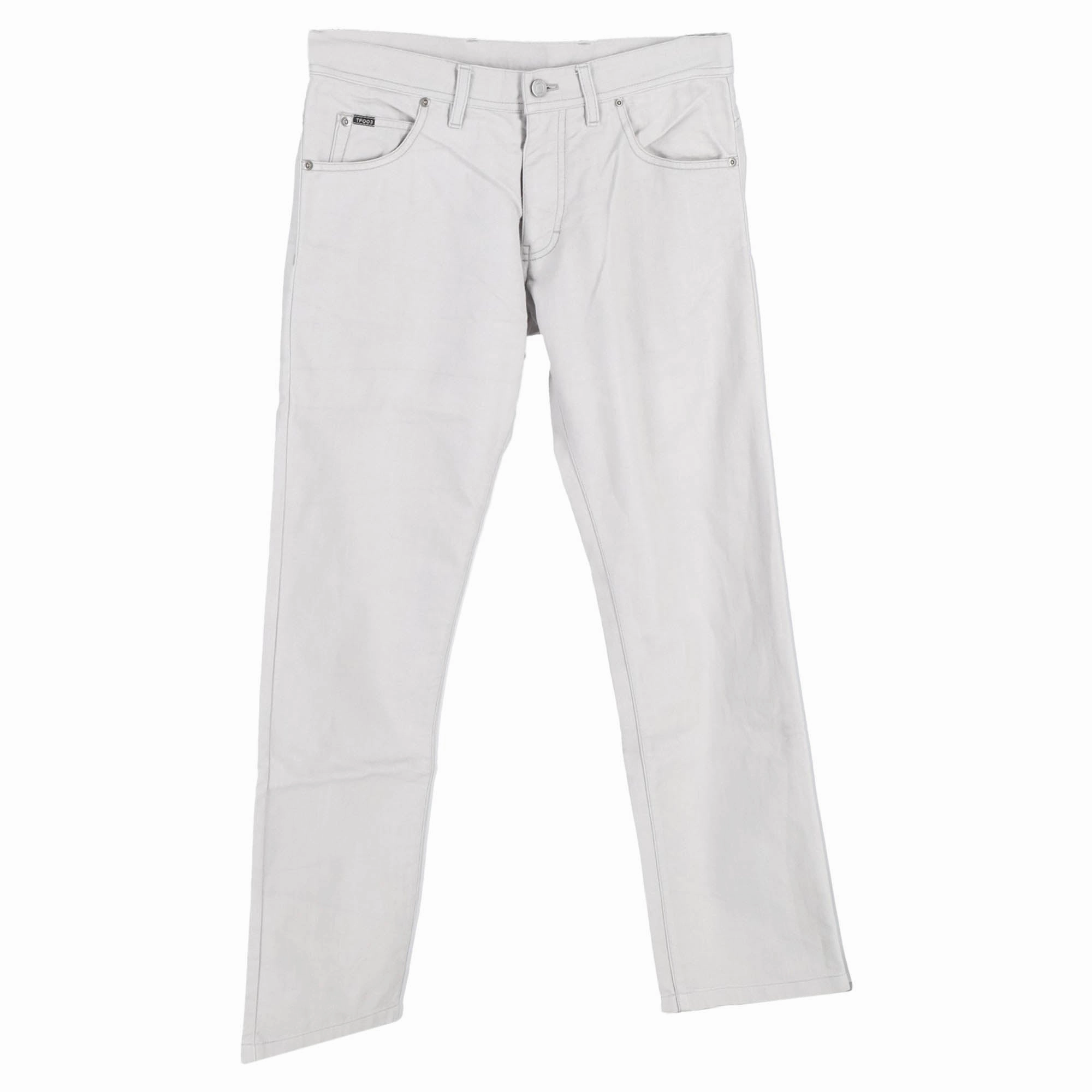 Tom Ford Mid-Waist Straight-Leg Jeans in White Cotton Denim