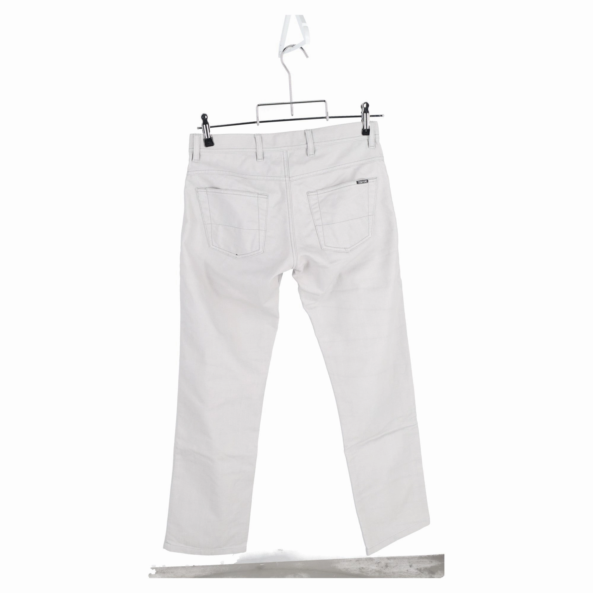 Tom Ford Mid-Waist Straight-Leg Jeans in White Cotton Denim