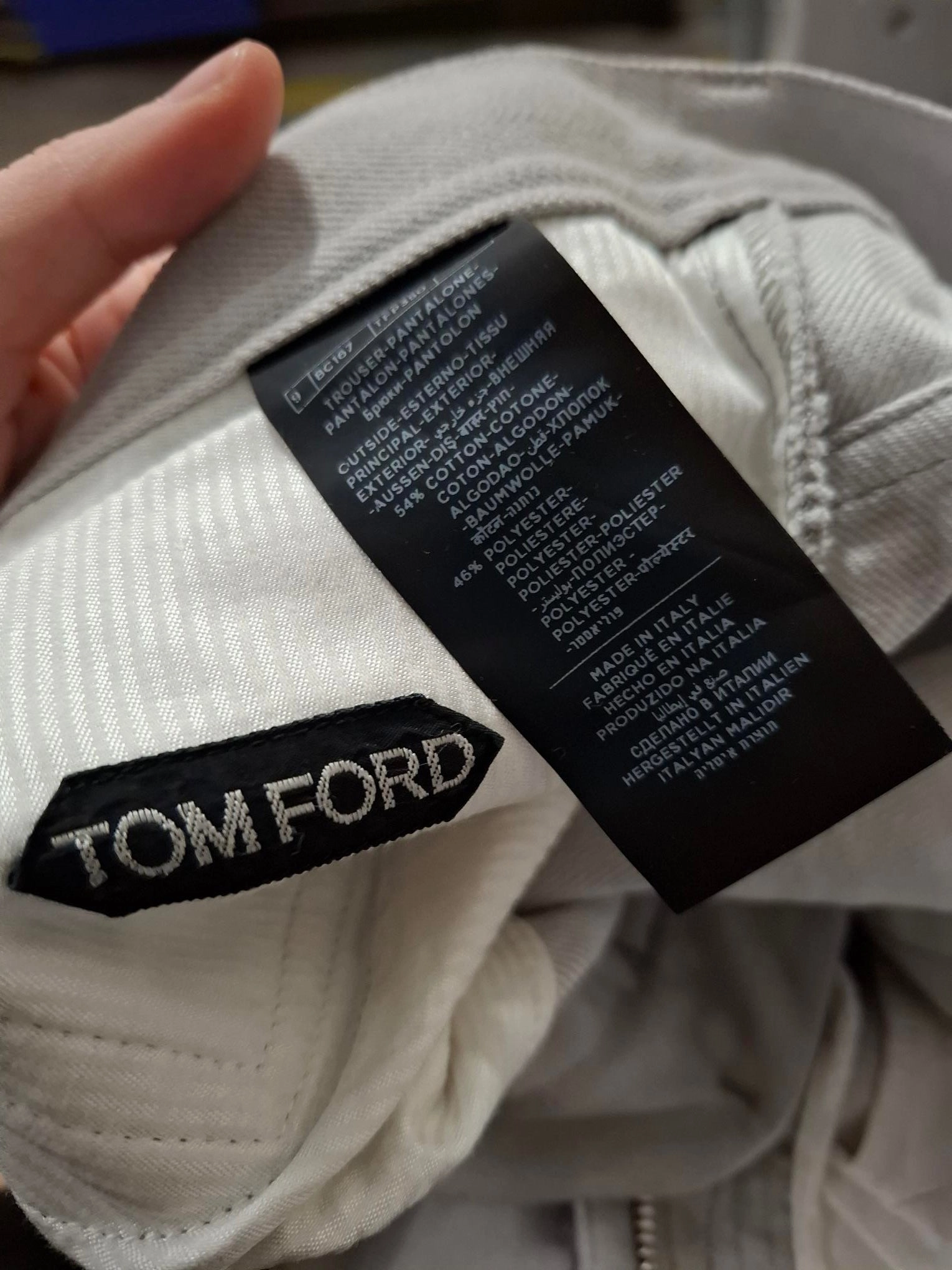 Tom Ford Mid-Waist Straight-Leg Jeans in White Cotton Denim