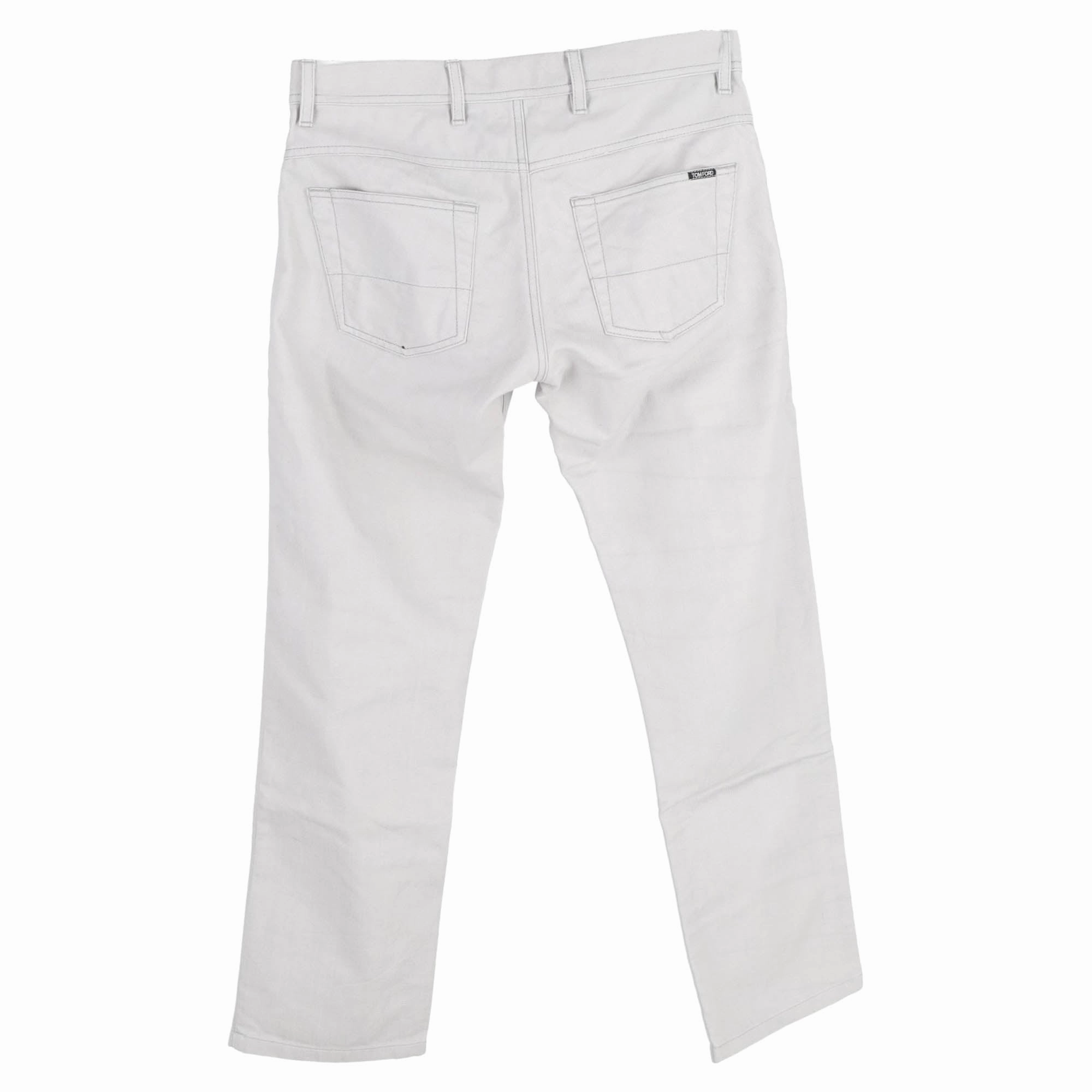 Tom Ford Mid-Waist Straight-Leg Jeans in White Cotton Denim