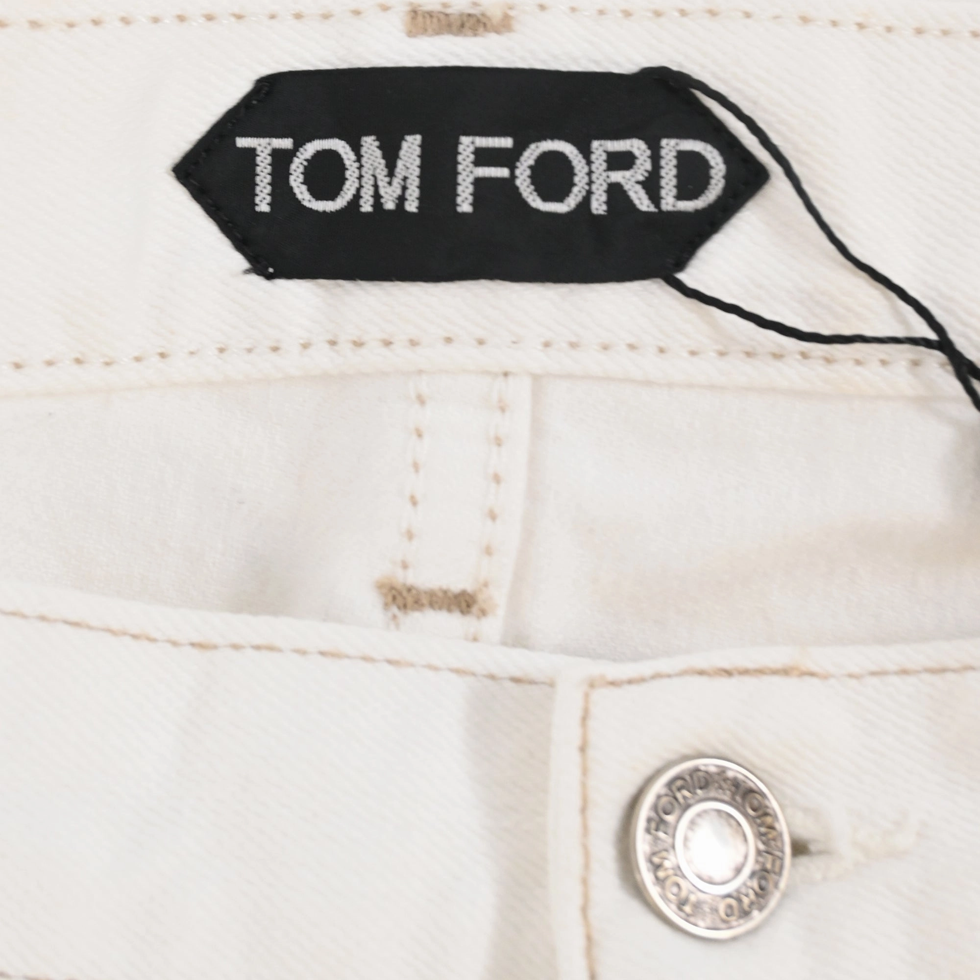Tom Ford Straight Leg Jeans in White Cotton