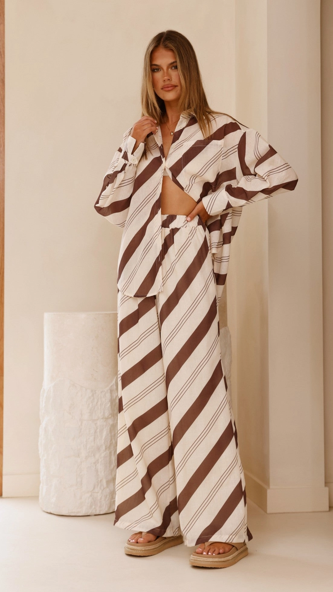 Torrey Wide Leg Pants - Cream/Cacao
