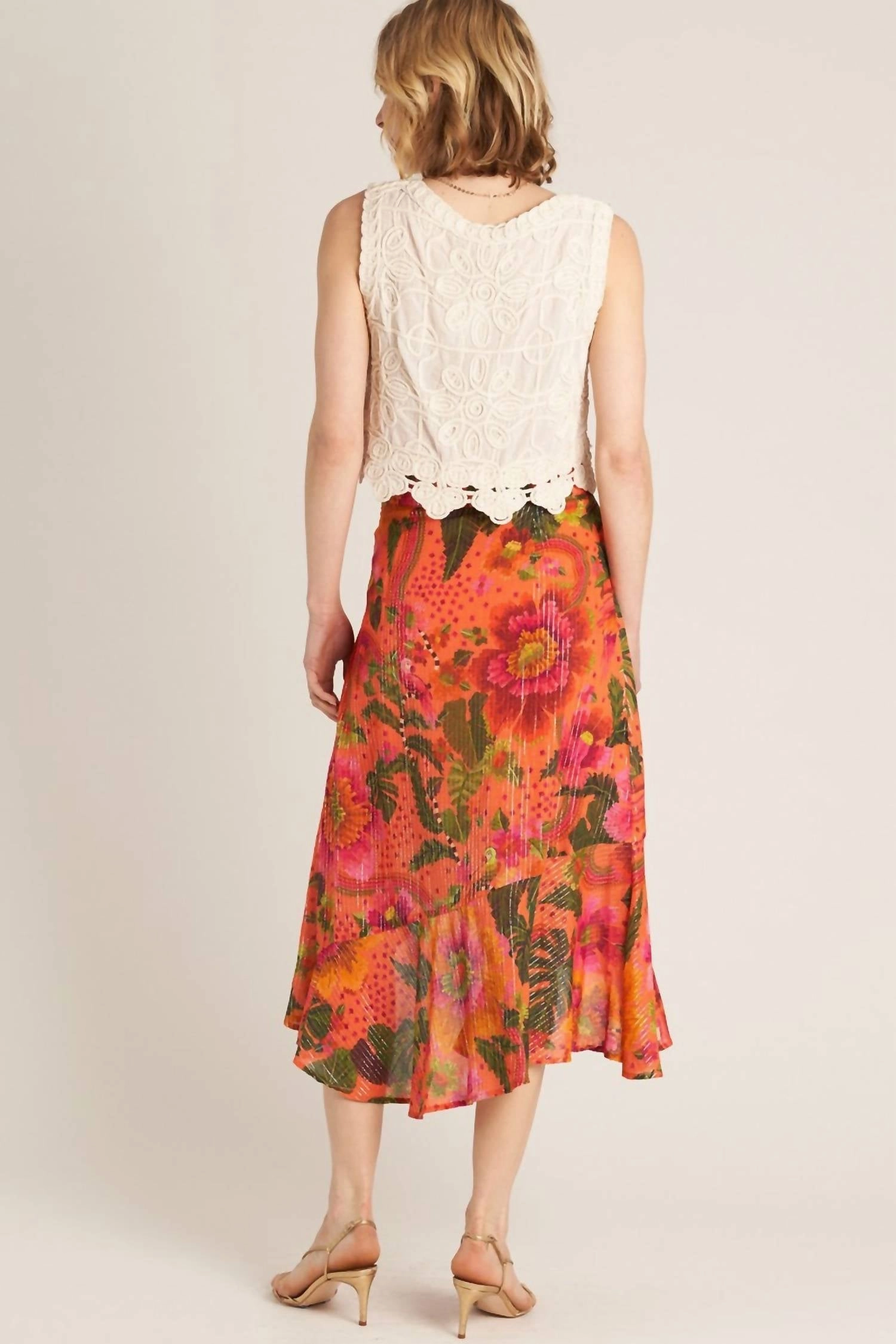 Tropical Midi Skirt In Orange