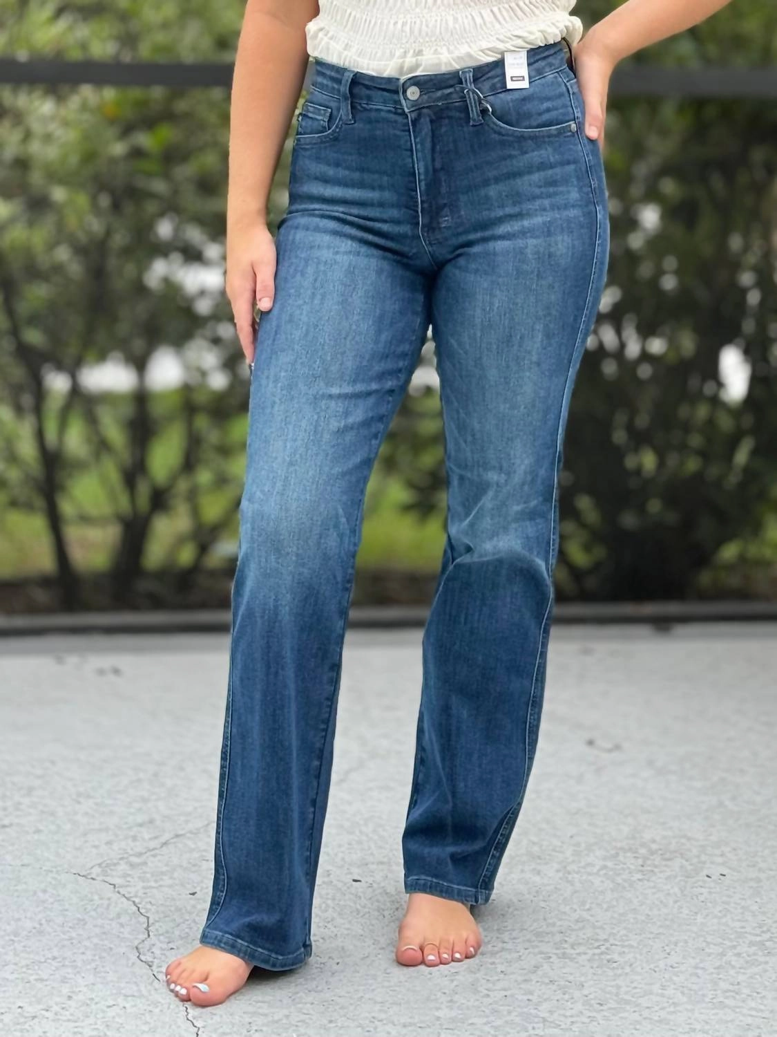 Tummy Control Straight Jeans In Blue