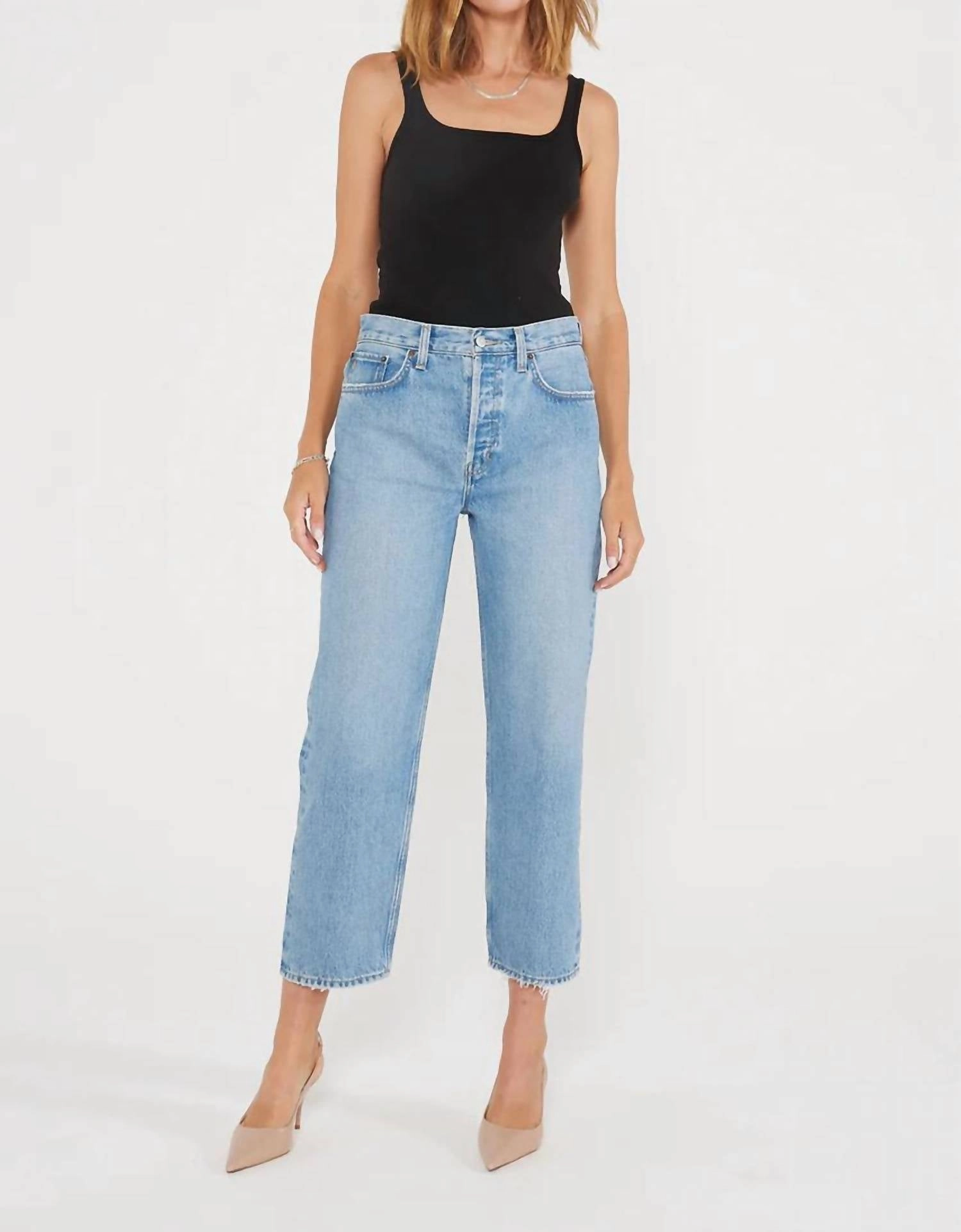 Tyler Straight Crop Jeans In Sea Wall