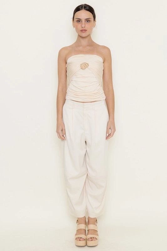 Under The Seashell Buckle Strapless Tube Top
