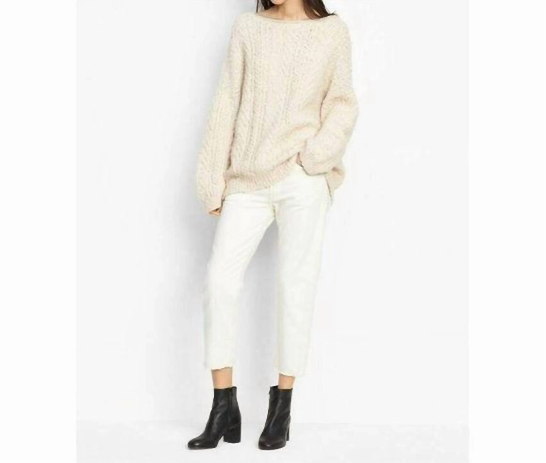 Union Slouch Cream Off White Straight Jeans Button Fly Crop Jeans In Beige