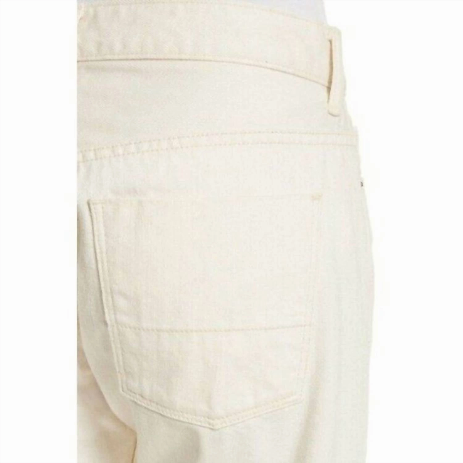 Union Slouch Cream Off White Straight Jeans Button Fly Crop Jeans In Beige