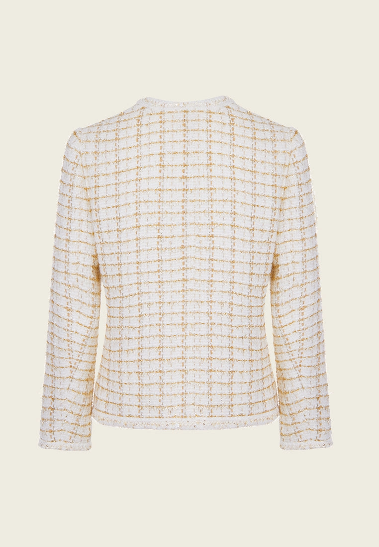 V-neck Lurex Checked Jacket