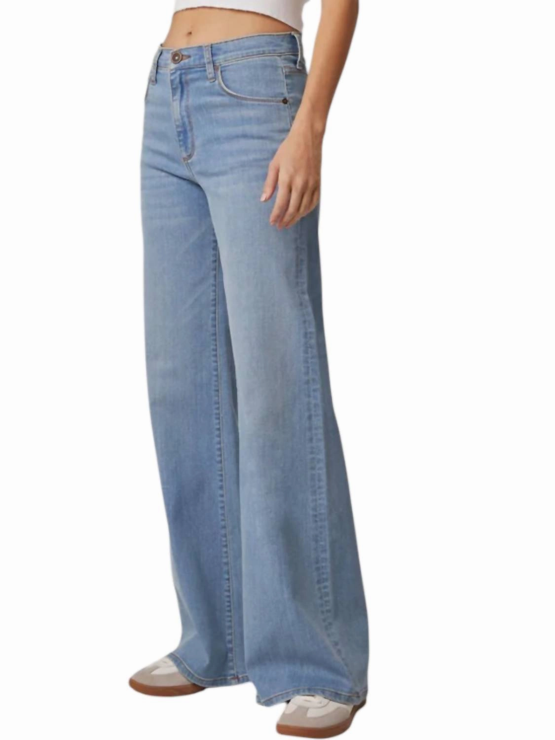 Valentino High Rise Wide Leg Jeans In Light Mayfair