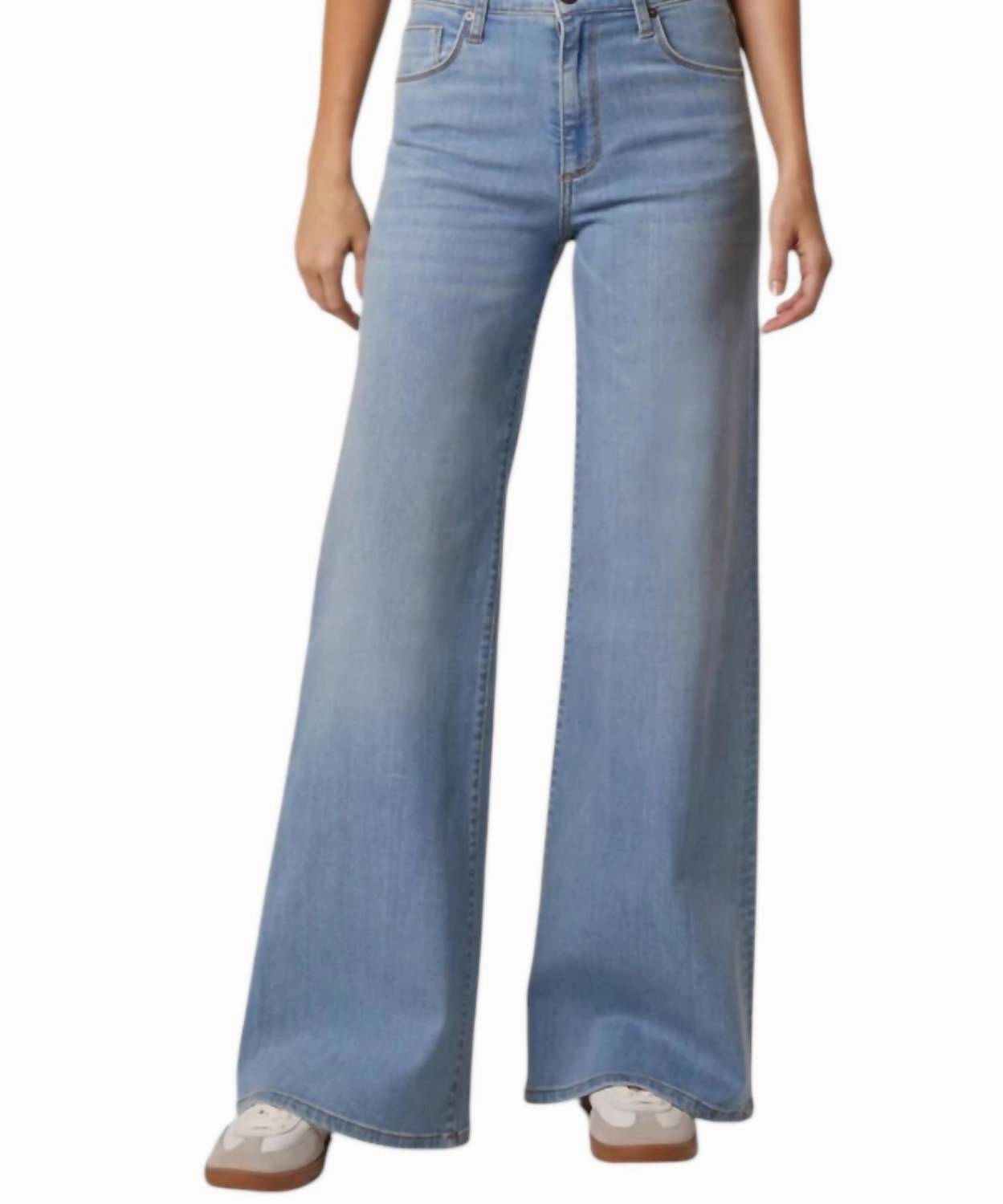Valentino High Rise Wide Leg Jeans In Light Mayfair