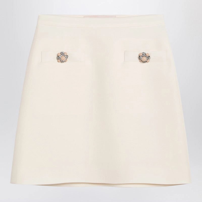 Valentino Women's ivory Crepe Couture Mini Skirt