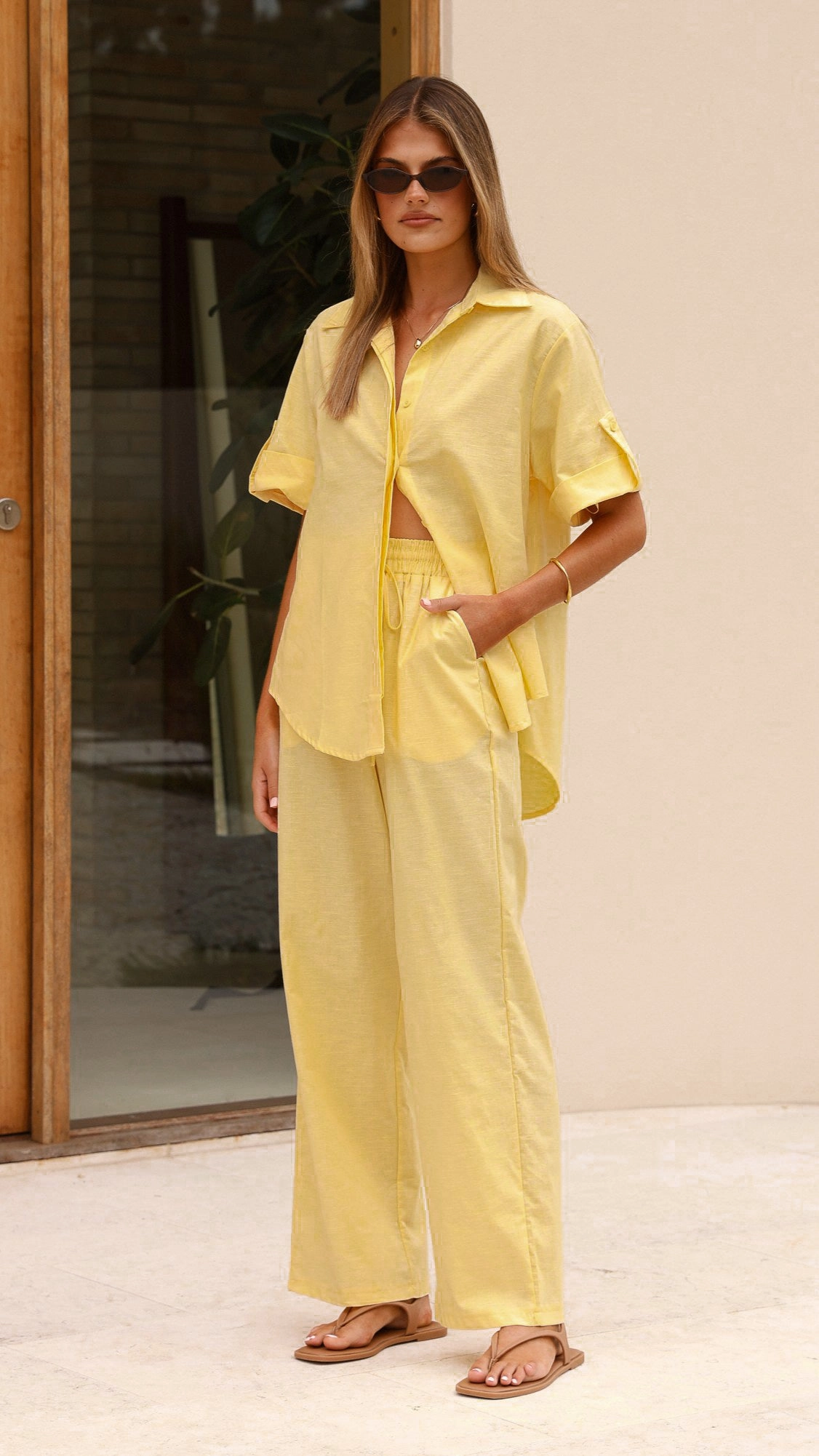 Vallerie Button Up Shirt - Yellow