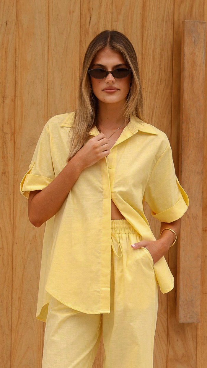 Vallerie Button Up Shirt - Yellow